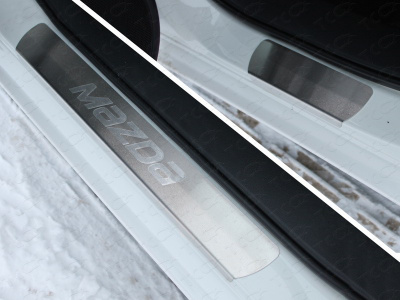 Mazda 6 (15–) Накладки на пороги (лист шлифованный надпись Mazda)